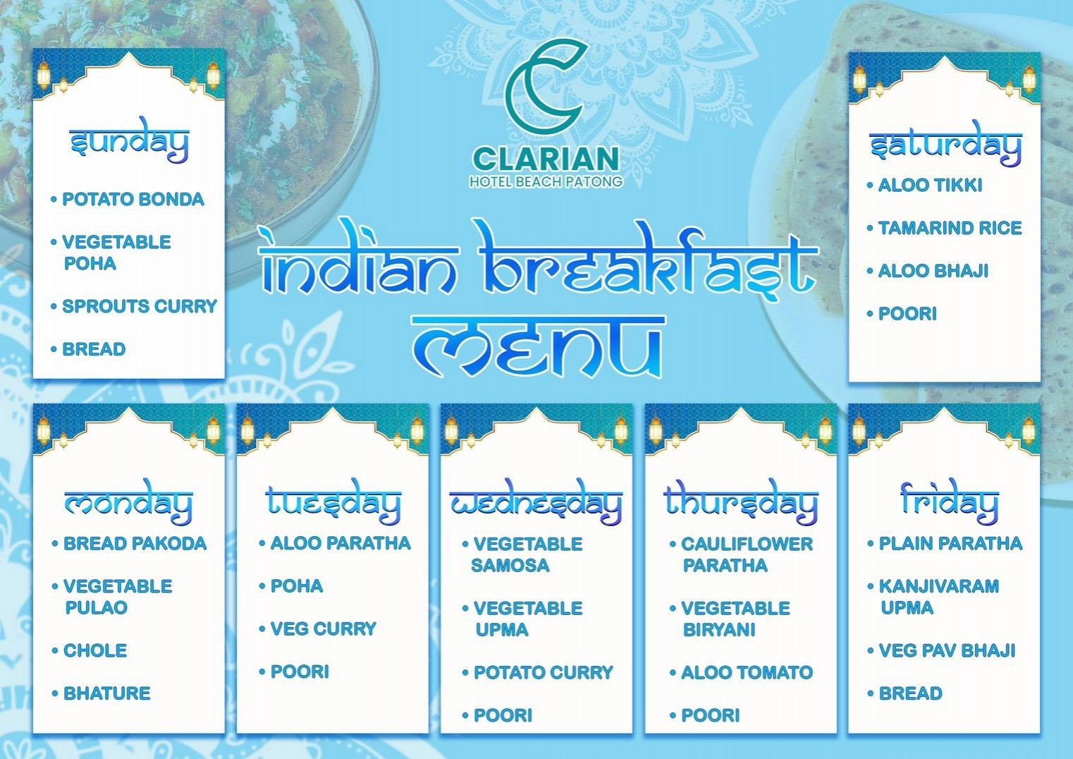 Indian Breakfast Menu